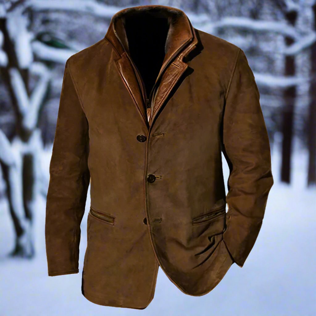 WW | Suede Look With Leather Details Structured Fit Button Closure