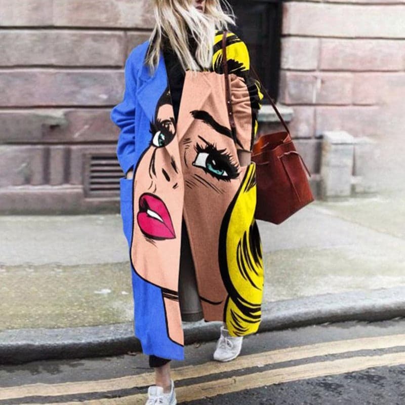 WW | Long wool coat with elegant design motifs