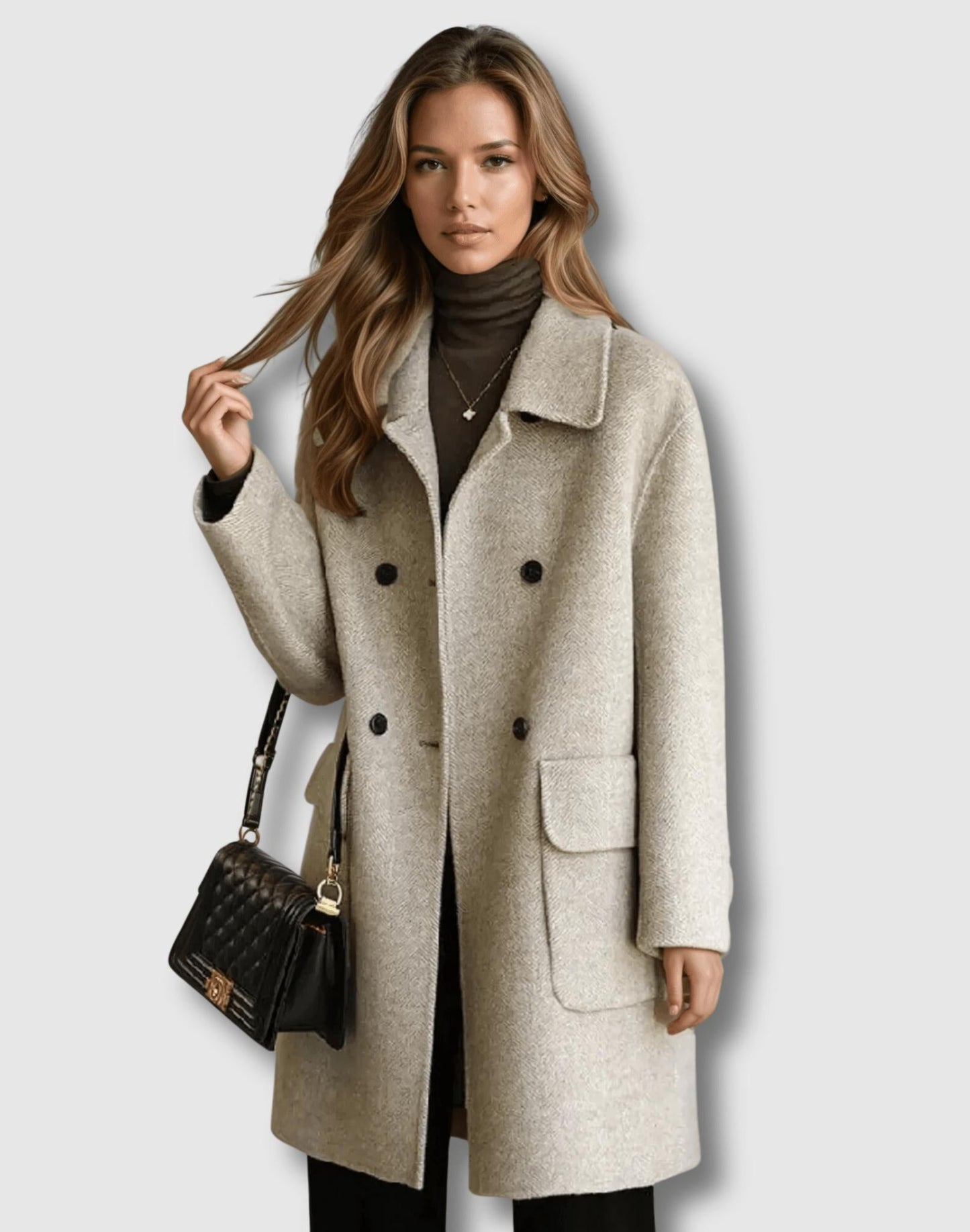 WW | Blend Kragenmantel - Boxy Mid-Length Outerwear mit aufgesetzten Taschen