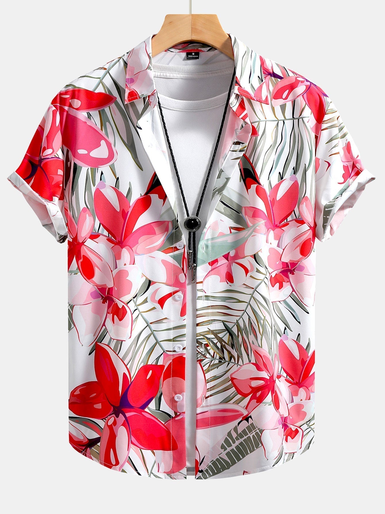 Hemd mit Blumenpflanzen-Print und Badehose mit Knopfleiste