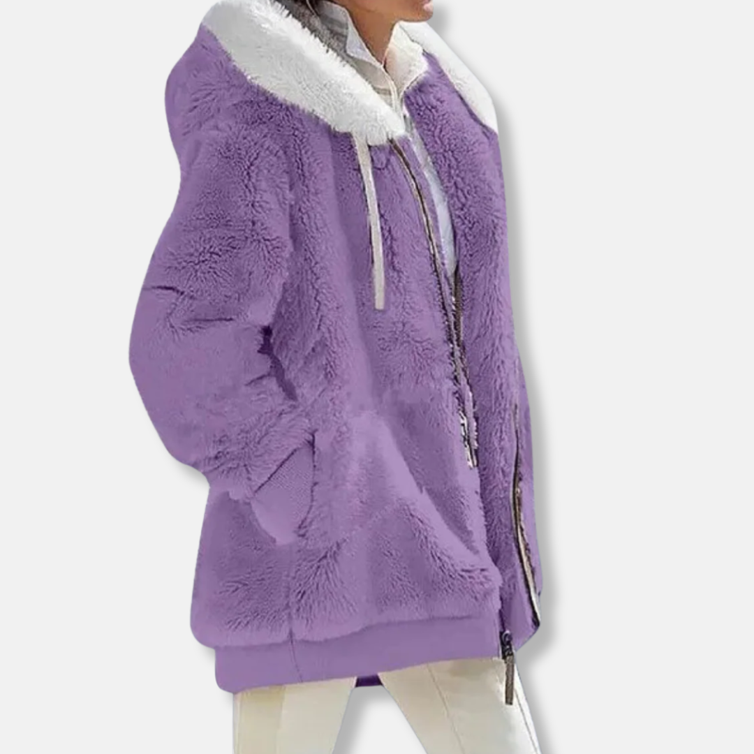 WW | Fleece Übergroße Fleecejacke - Kapuzen-Reißverschlussjacke