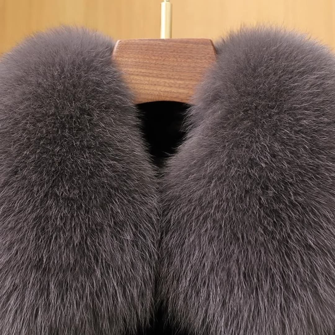 WW | Elegant Mink Coat with Fox Fur for Women