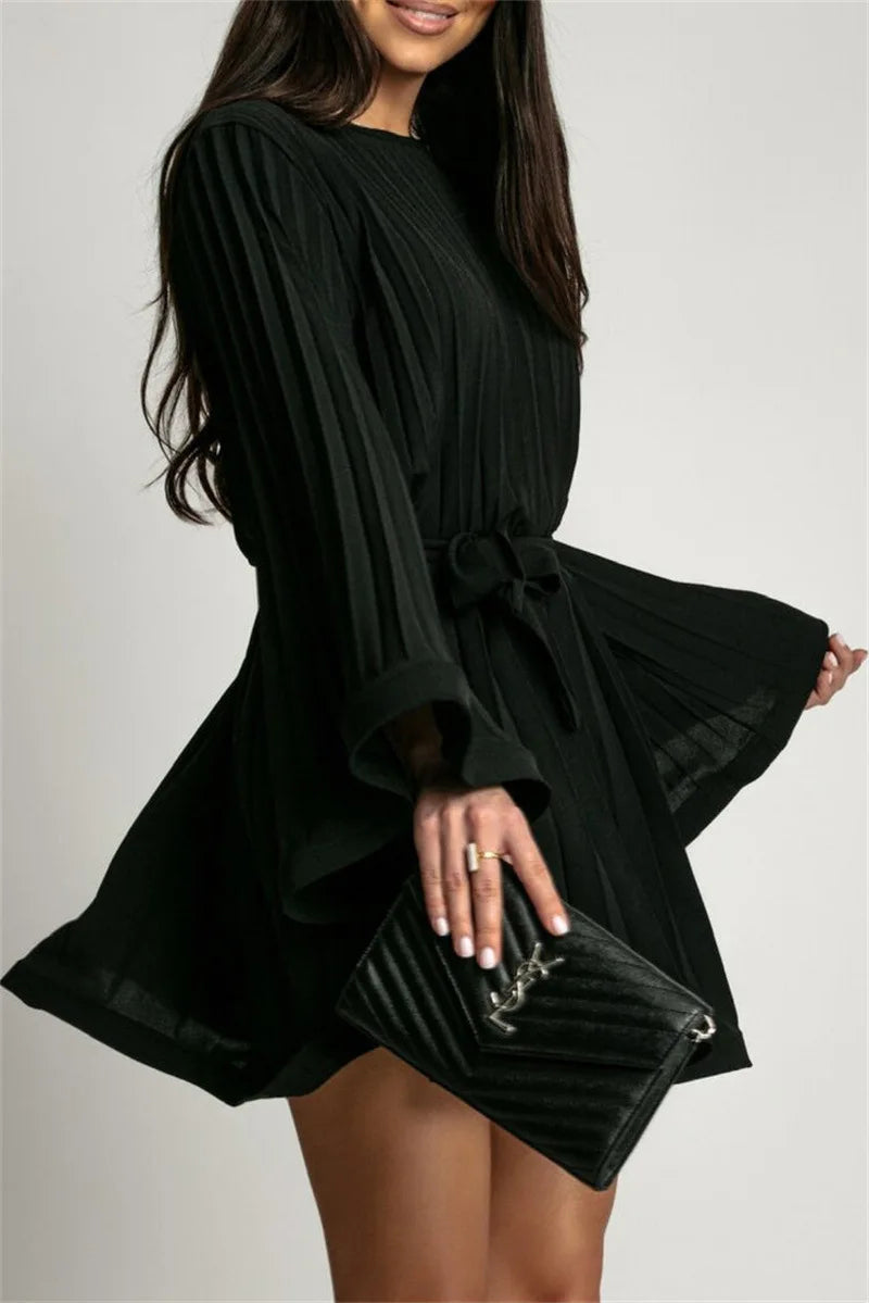 WW | Bell-shaped Pleated Mini Dress