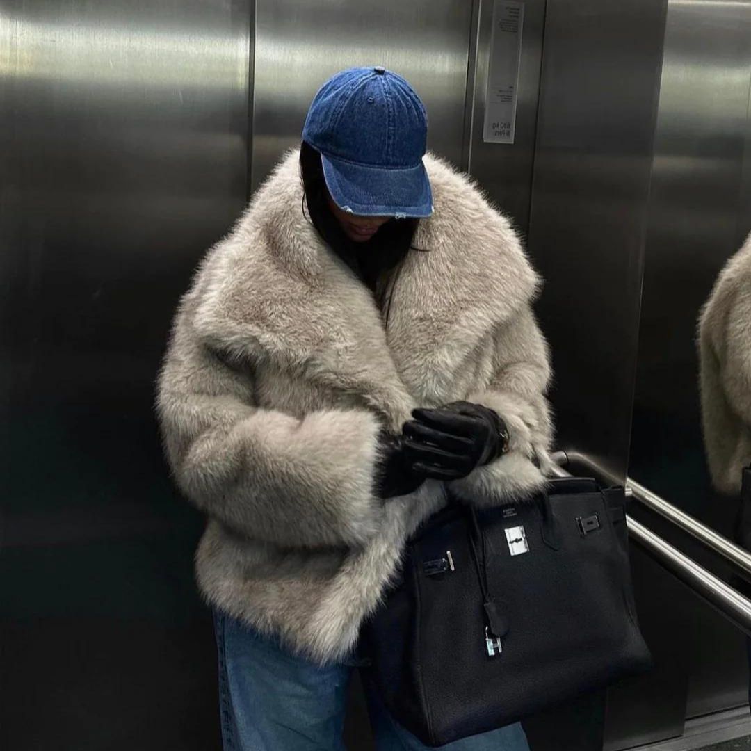 WW | Synthetik-Fell Oversized Jacke - Plüsch kaltes Wetter Schicht - Streetwear Luxe Look