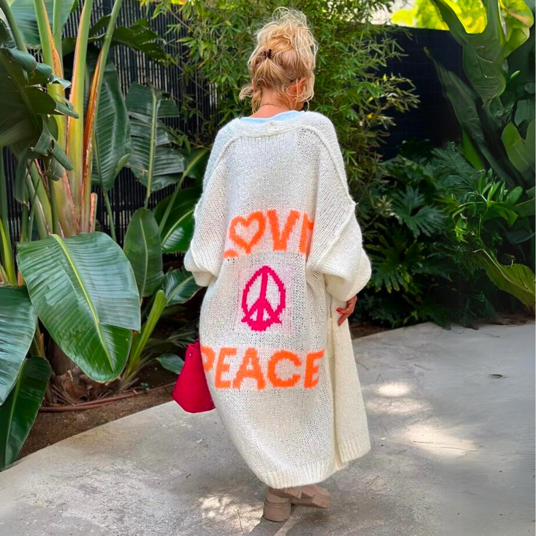 W&W Bunte lange Damen-Strickjacke