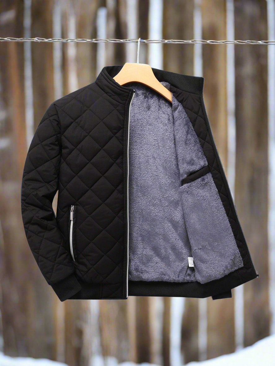 WW | Bomber Jacket Quilted Design Soft Lining Zipper Ribbed Hem