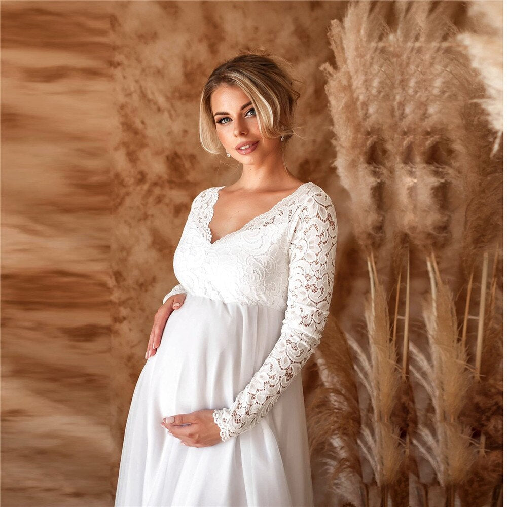 WW | Elegant Lace Maxi Dress For Pregnant Women