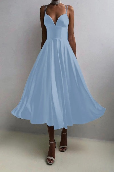 WW | elegantes Midi-Kleid mit Spaghettiträgern für besondere Anlässe