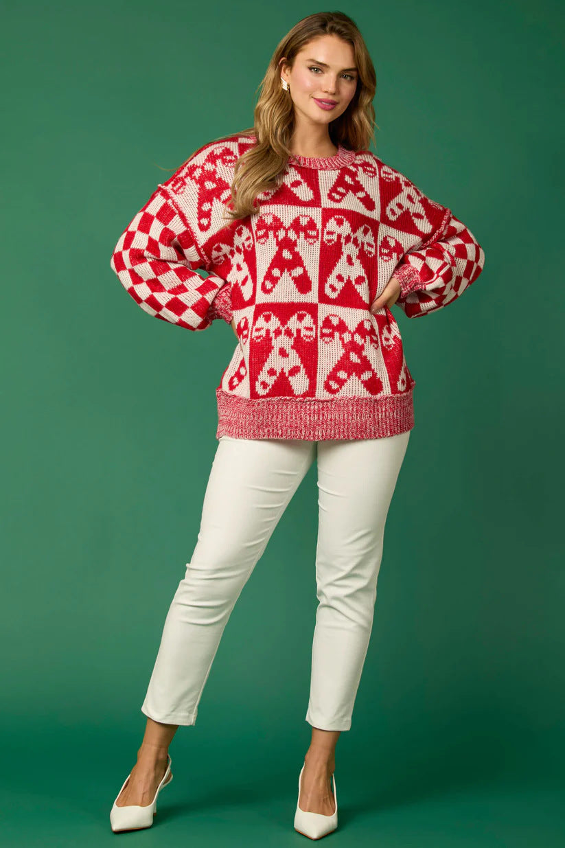 WW | Zuckerstangen-Weihnachtsnadeln & Lebkuchenmann Strickpullover