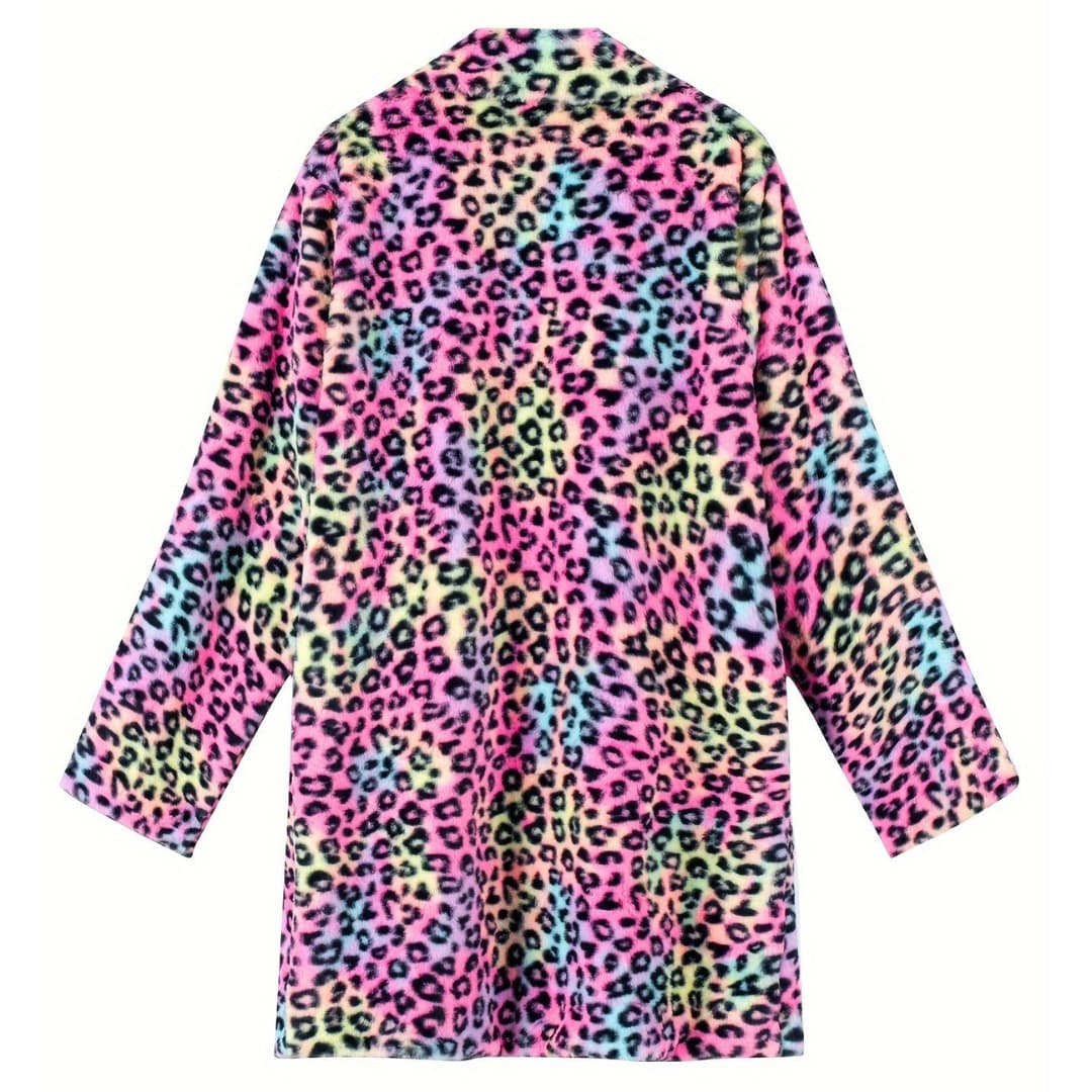 WW | Plus Size Leopard Print Open Front Long Sleeve Jacket