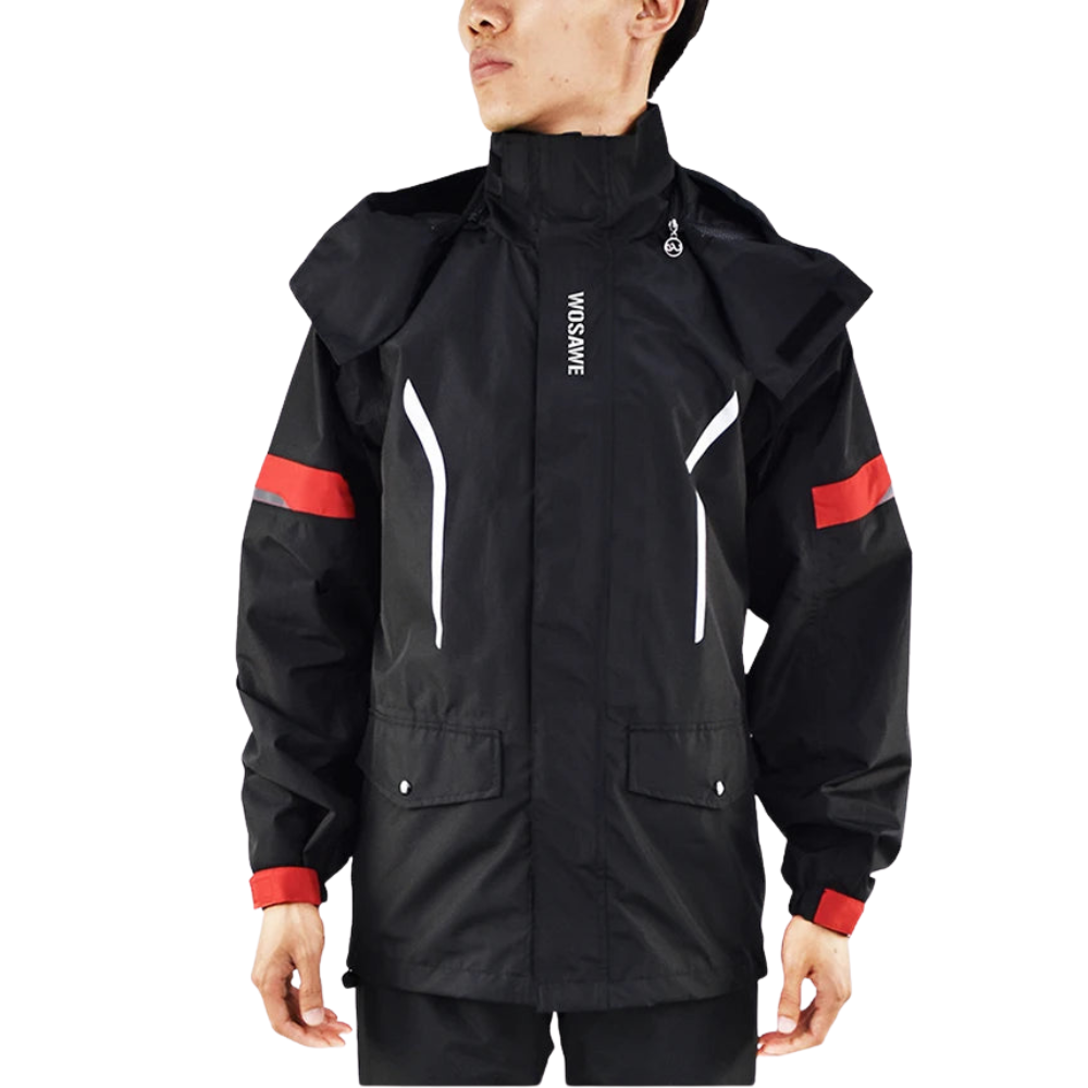 WW | Men's Waterproof Motorcycle Rain Jacket - Reflective Black/Green S-2XL