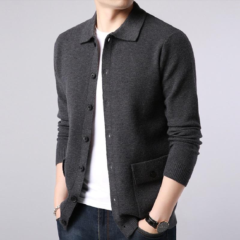 WW | Strickjacke Gestrickte Wollmischung Slim Fit Knopfleiste & Kragen Taschen