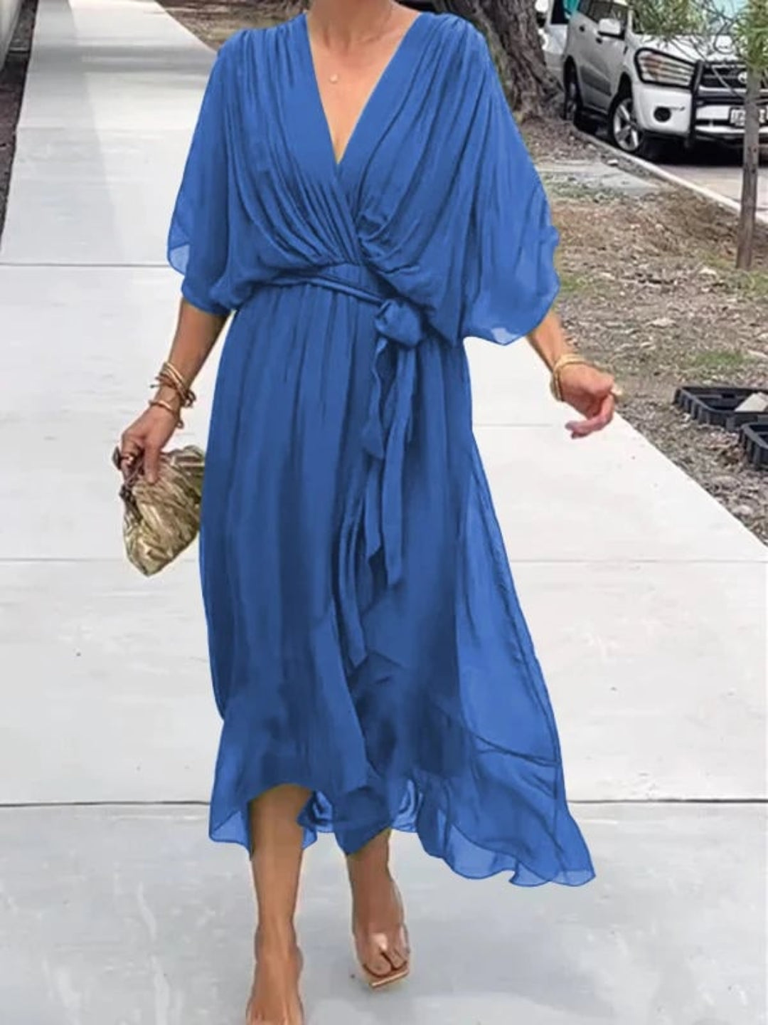 Taylor – Stilvolles und elegantes Chiffonkleid mit V-Ausschnitt