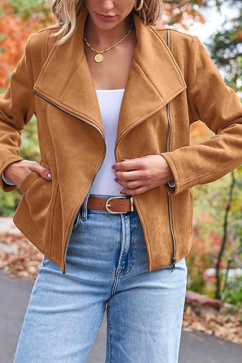 WW | Up Pocketed Faux Suede Motorcycle Jacket (in 7 Colors)