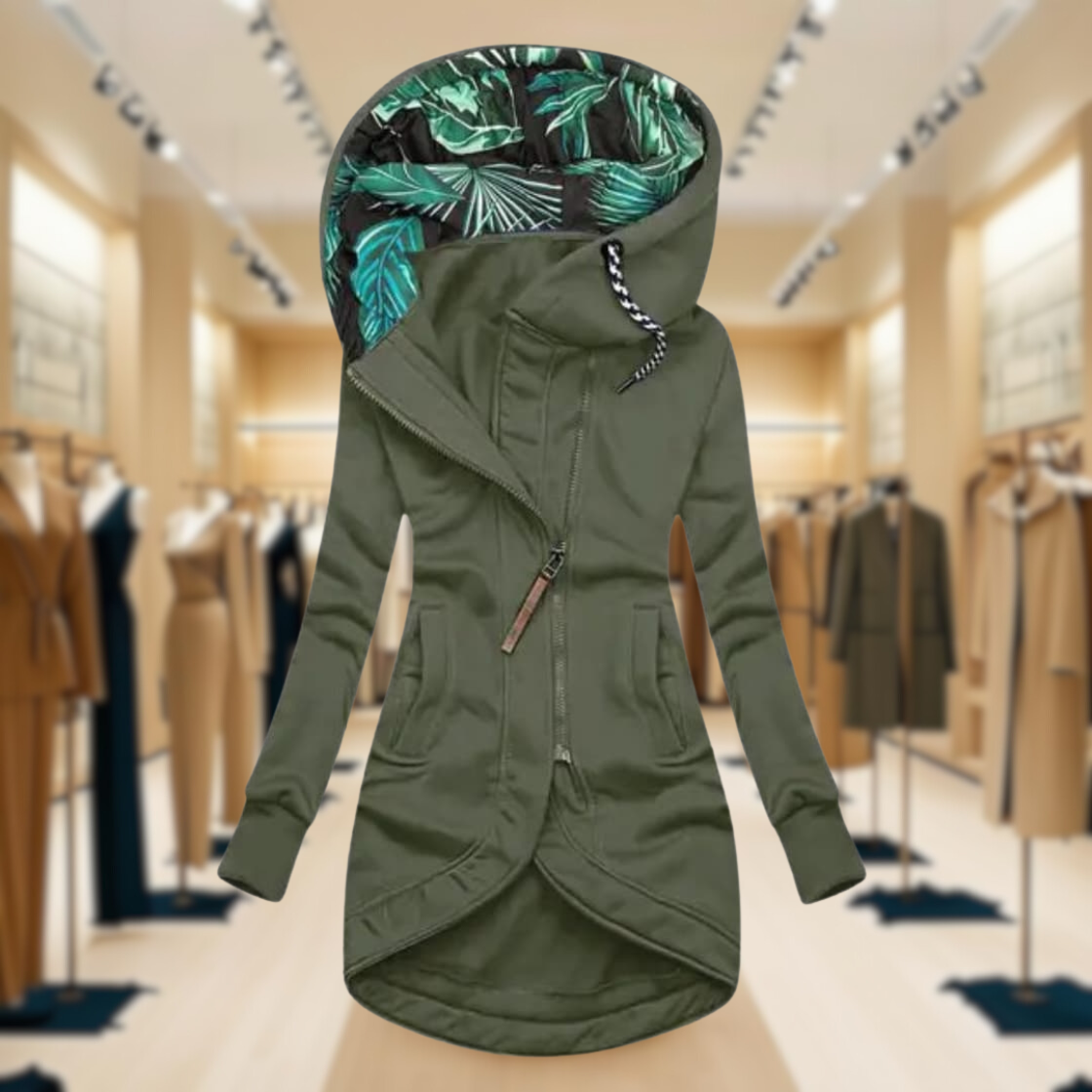 WW | Lightweight Rain Jacket with Hood and Asymmetrical Zipper