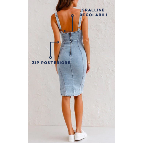 WW | Denim Kleid mit Enganliegender Passform Die Ein Elegantes Aussehen Sicherstellt
