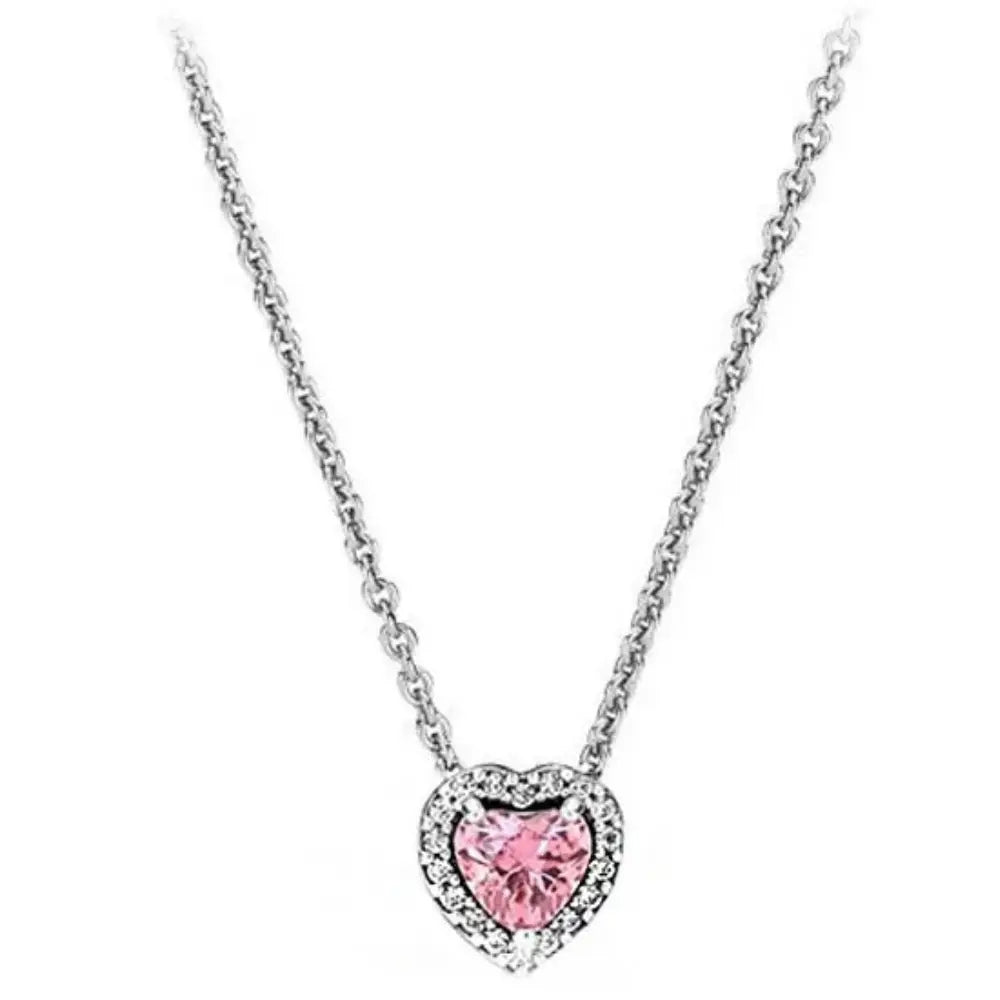 WW | Sterling Silver Dazzling Heart Shaped Pendant Necklace For Women