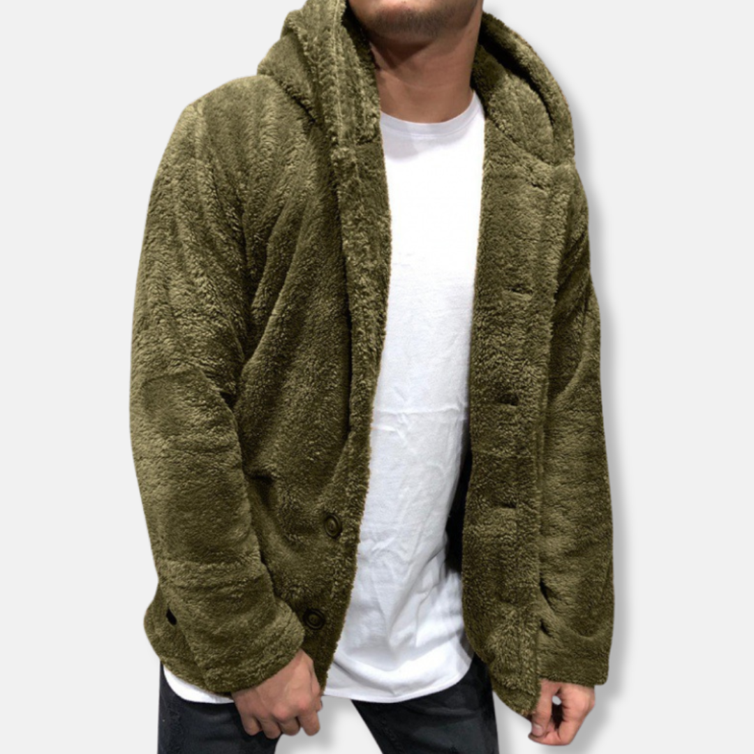 WW | Kapuze Fleece Lockere Passform Knopfverschluss Lässiger Stil