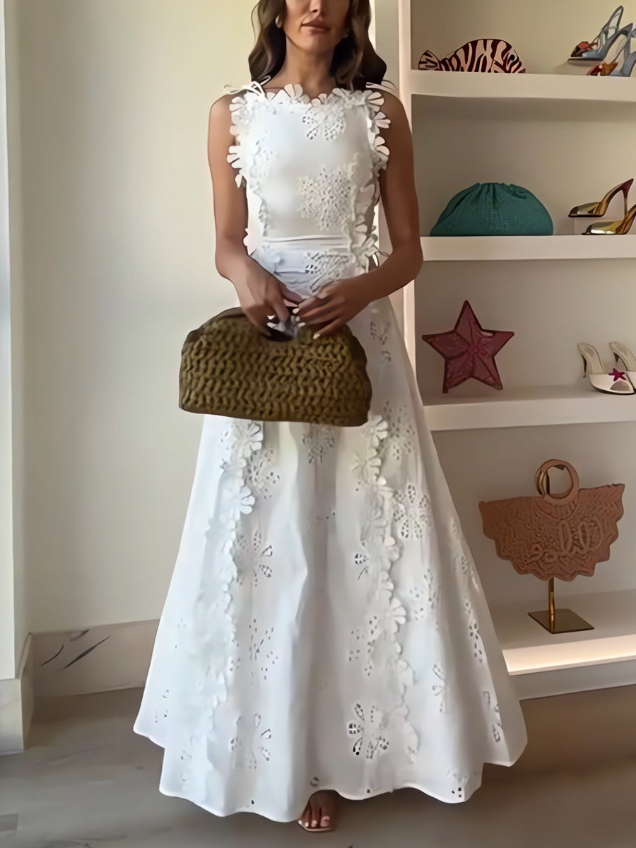 SYLARA™ | Dreamy Lace Shoulder Dress