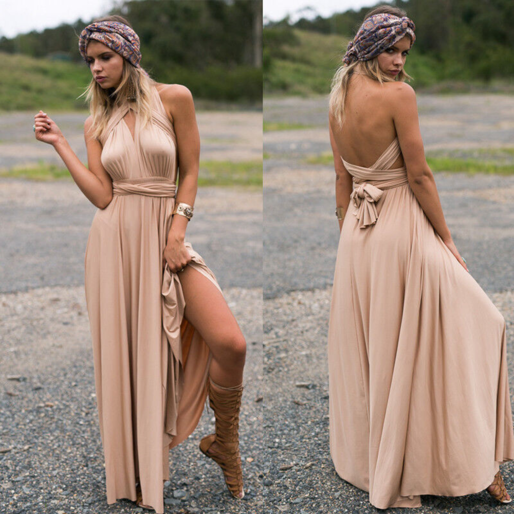 WW | Elegante Damen Infinity Kleid Schickes Wickel Sommerkleid