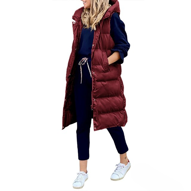 WW | Damen Langer Ärmelloser Wintermantel