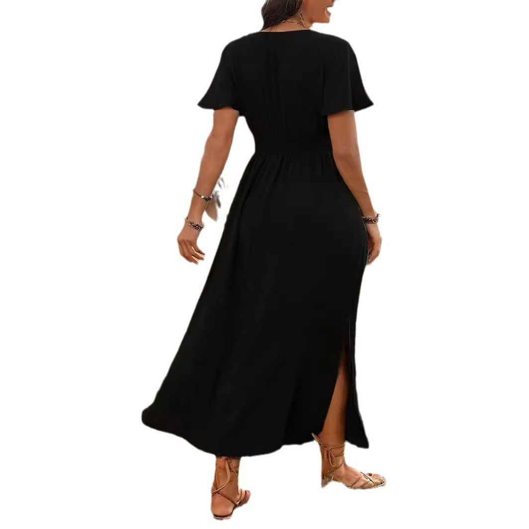 WW | Elegantes Kurzarmkleid Mit Chorkragen