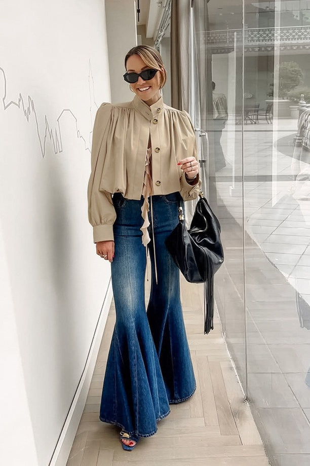 WW | Passform Khaki Puffärmeljacke