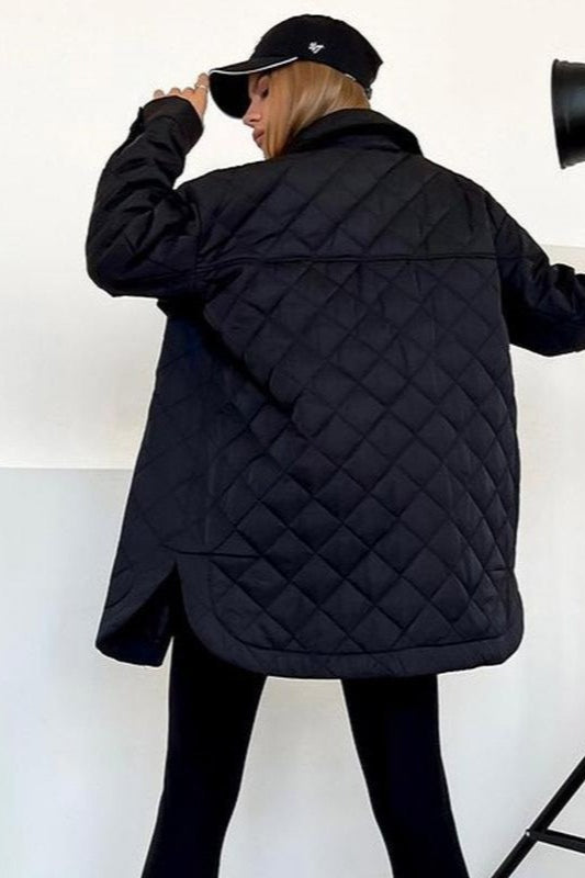 WW | Long Diamond Quilted Puffer Jacket
