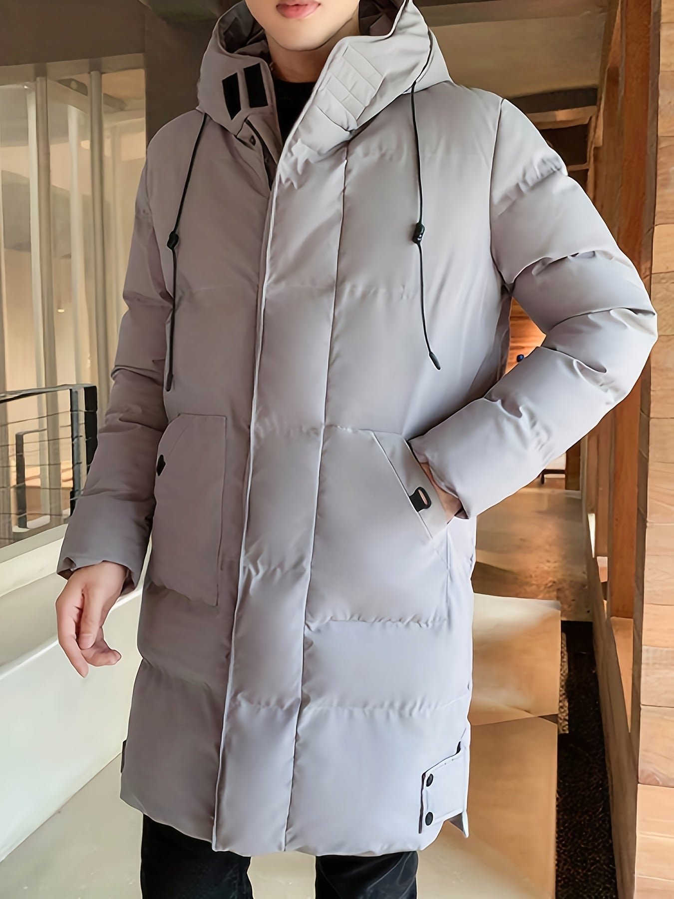 WW | Men's Mid-Length Hooded Winter Jacket - Perfect for Outdoor Activities