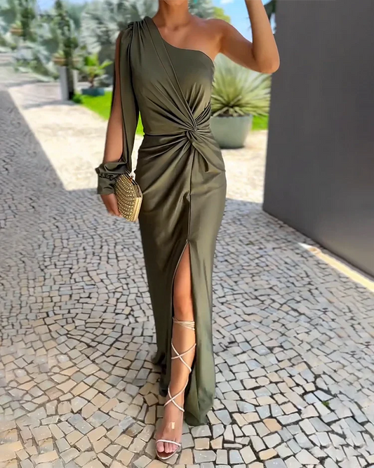 Mila - Pleated One-Shoulder Dress