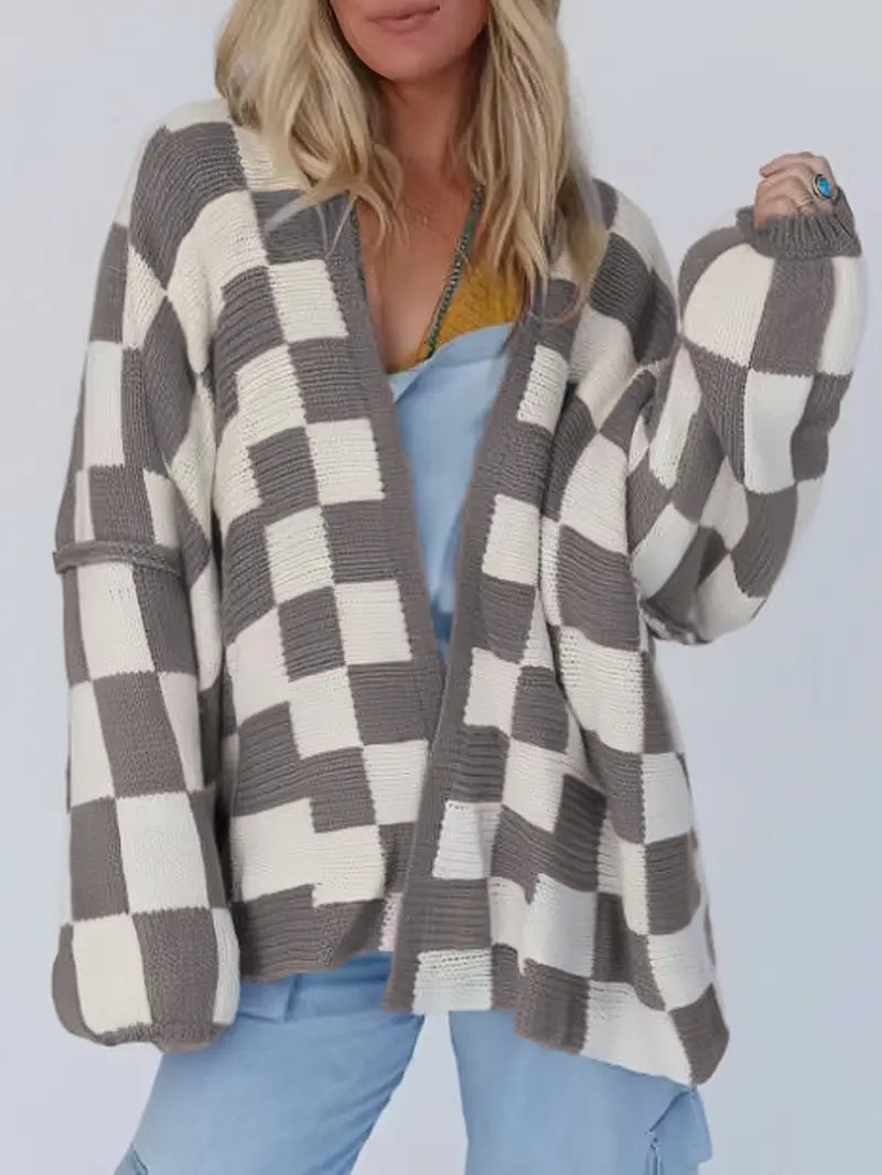 WW | Checked knit cardigan