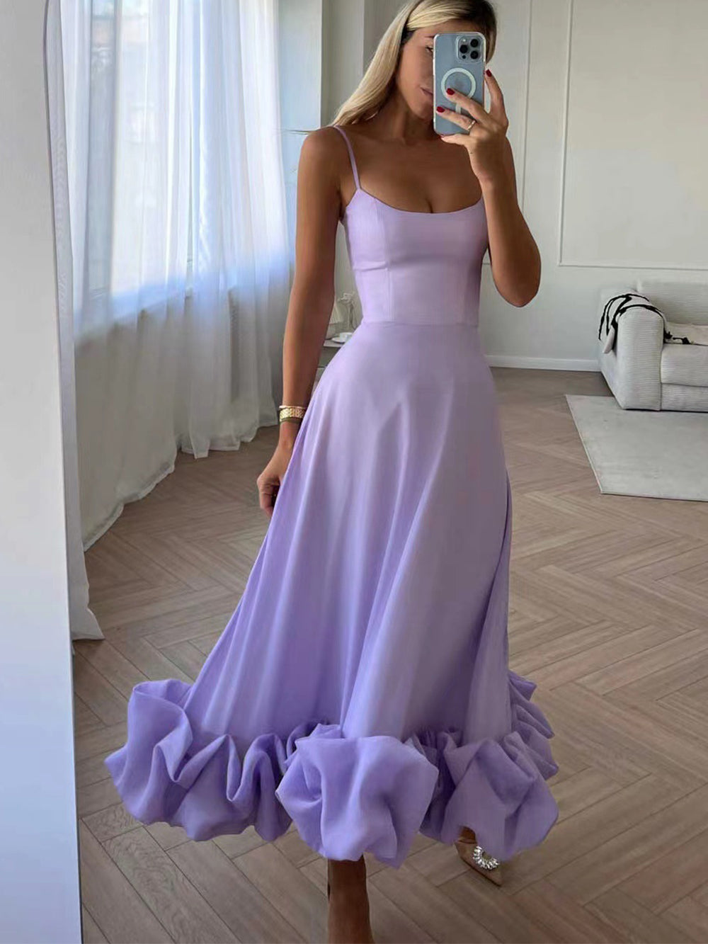WW | Elegantes Maxikleid mit Gerafftem Saum für Damen