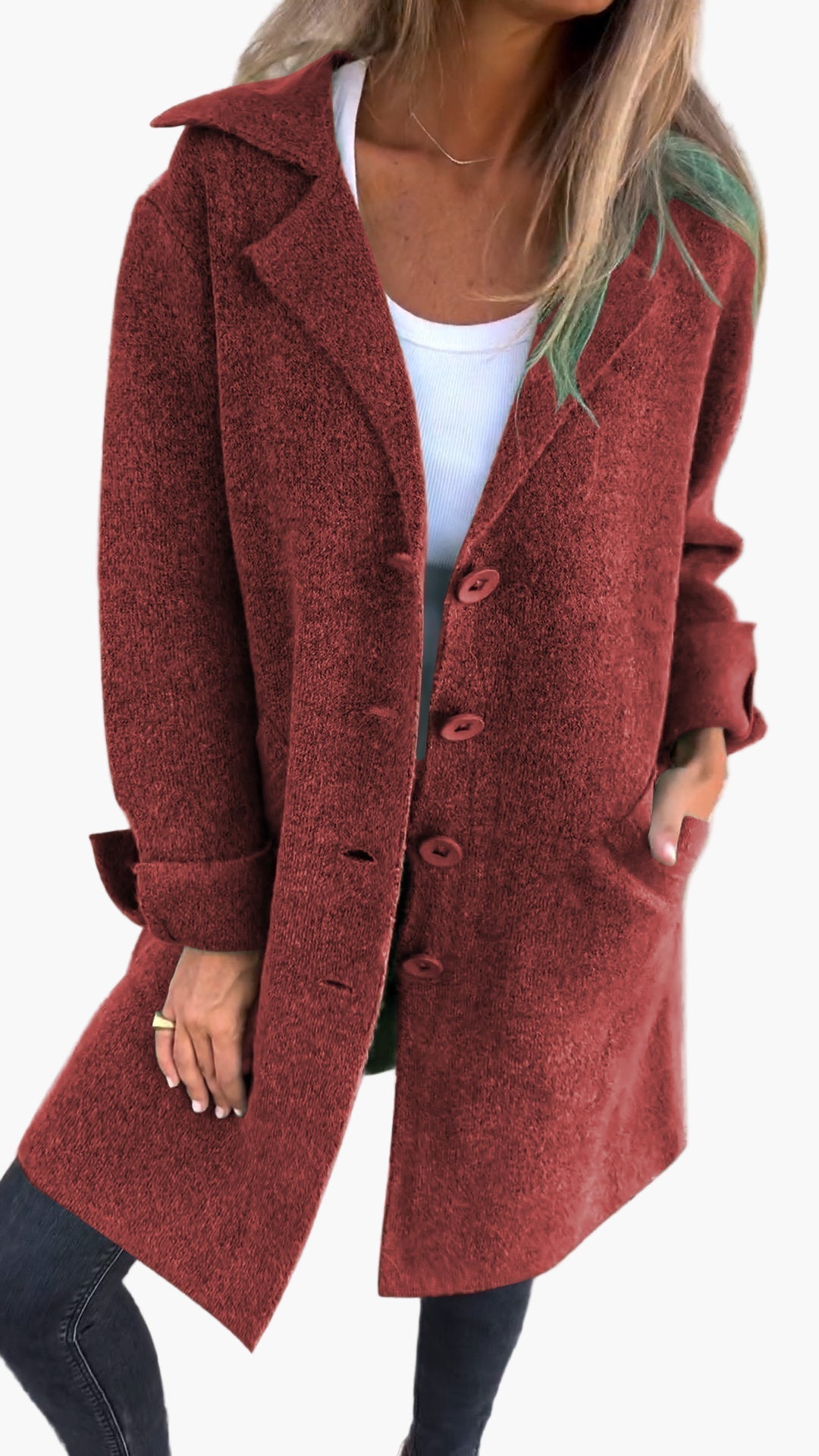 WW | Coat with elegant lapels - Long transitional jacket for everyday wear and the office