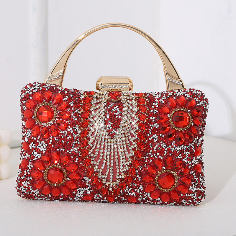 WW Metallic Handcrafted Diamond-Inlaid Evening Bag