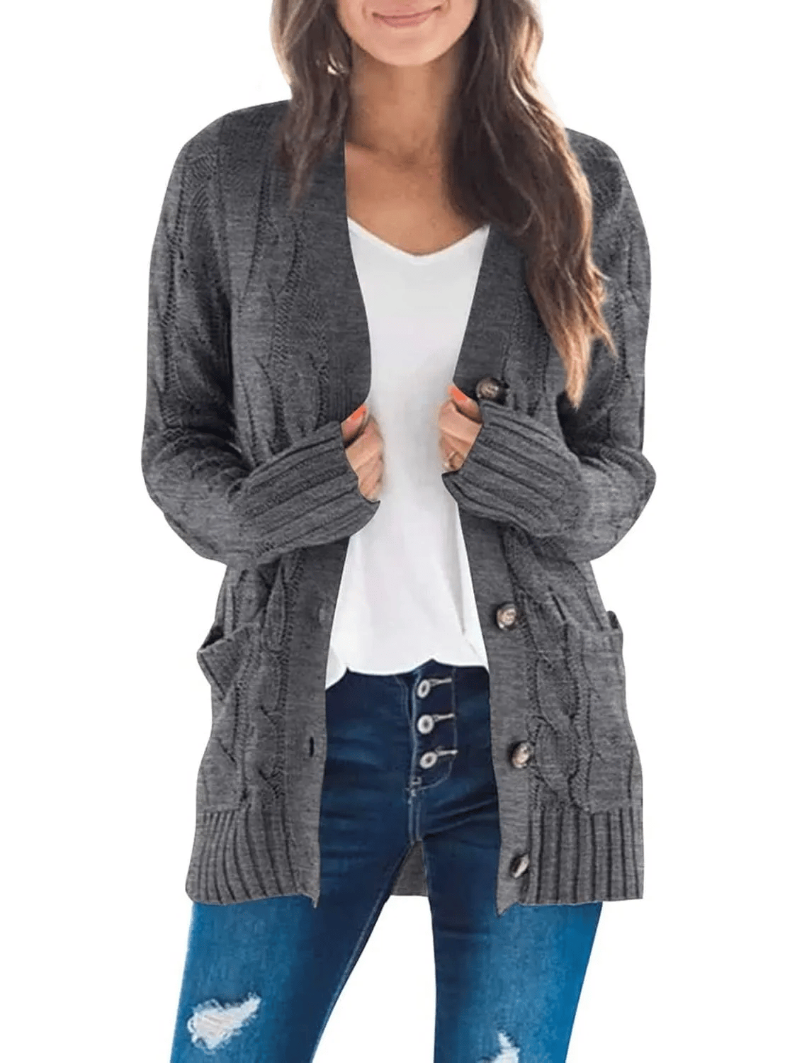 WW | Open-Front Cable-Knit Cardigan