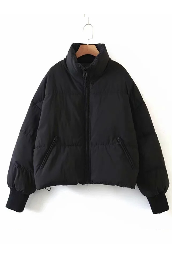 WW | Collar Zipper Pocket Thick Warm Cotton Jacket