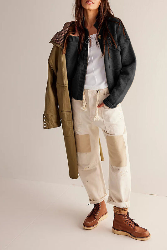 WW | Jacke Stehkragen Einfarbiger Cardigan Pullover