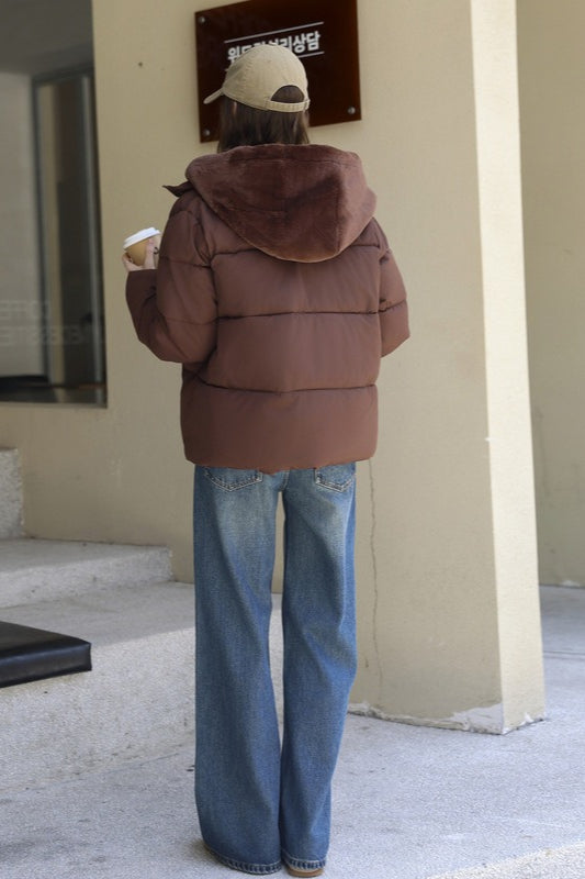 WW | Faux Fur Cropped Puffer Jacket