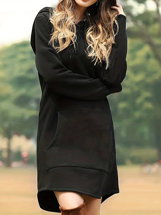 WW - Rotes Kapuzen Sweatshirtkleid mit Taschen