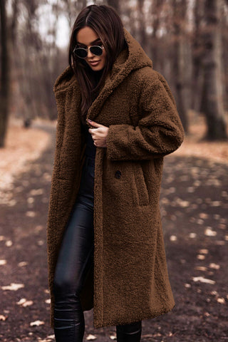 WW | Fashionable Long Hooded Teddy Coat