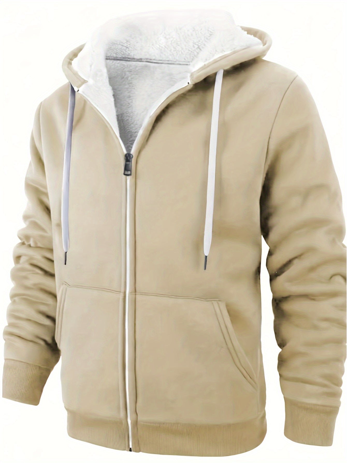 WW | Men's casual hoodie vest with zipper and wool lining