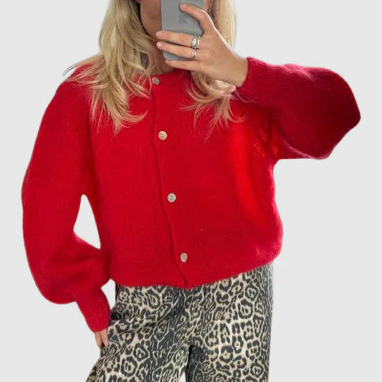WW | Damen Cashmere Cardigan mit Rundhalsausschnitt und Knopfverschluss