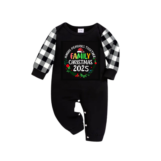 WW | "Family Christmas 2025 Making Memories Together" Text Print Black and White Plaid Family Pajamas