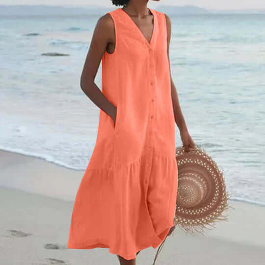 WW | Weiches Pink Leinen-Ähnliches Kleid