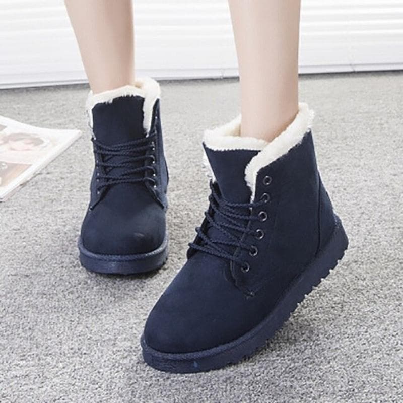 WW | Stiefeletten Wildlederlook Warm Gefüttert Schnürung Gummisohle