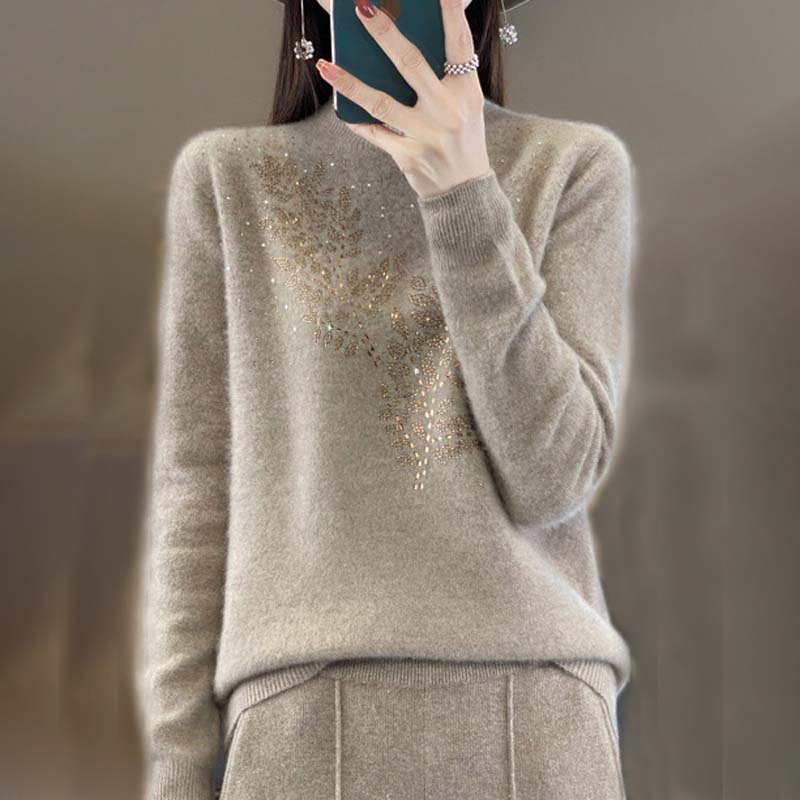 WW | Knitted Sweater with Pretty Leaf Pattern