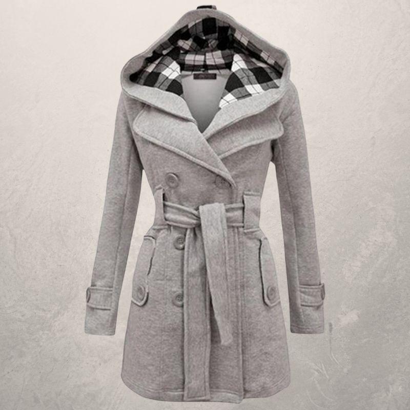 WW | Trenchcoat Doppelreiher Kapuze Taillengürtel Klassischer Schnitt
