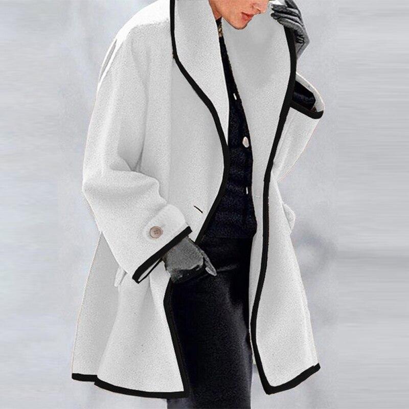 WW | Coat - Wool Blend - Oversized Fit - Draped Collar - Long Style