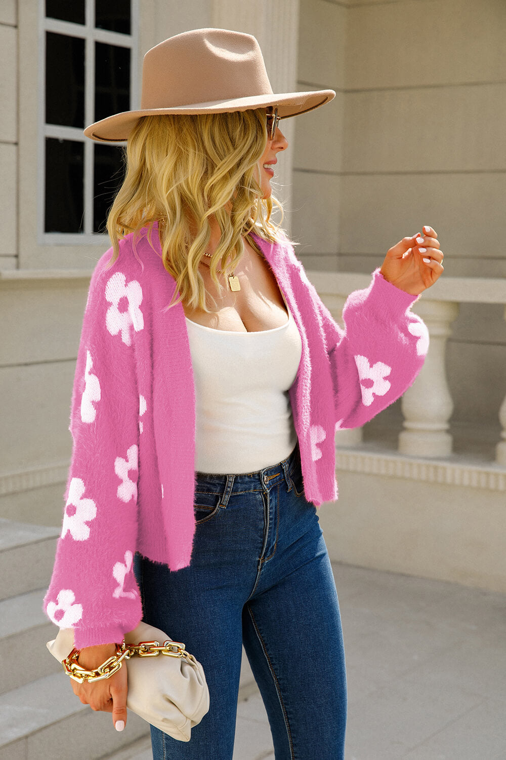 WW | Gemütlicher Floral Fuzzy Cardigan