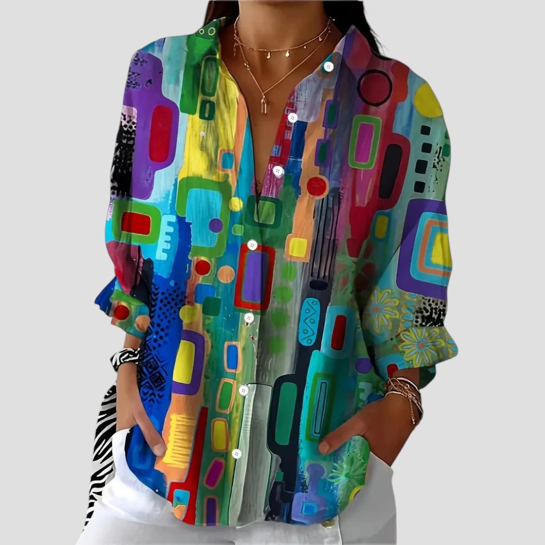 VanDeZaar® | Edna – Elegant blouse with geometric pattern